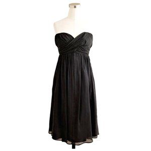 J. Crew Strapless Silk Chiffon Dress - NWT! Elegant Black Dress Size 6